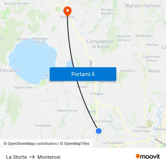 La Storta to Monterosi map