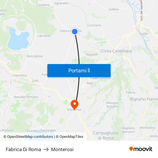 Fabrica Di Roma to Monterosi map