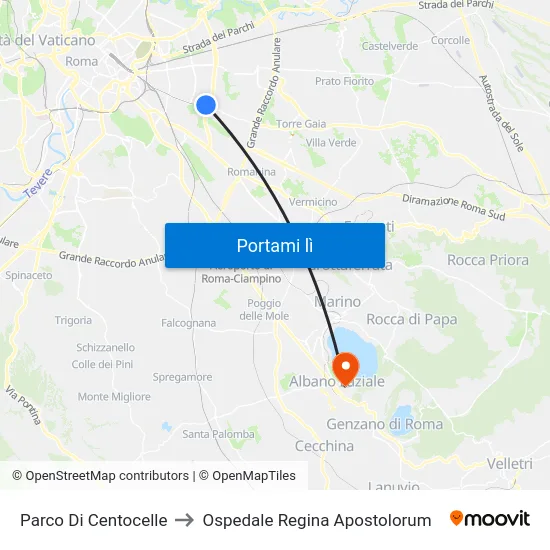 Parco Di Centocelle to Ospedale Regina Apostolorum map