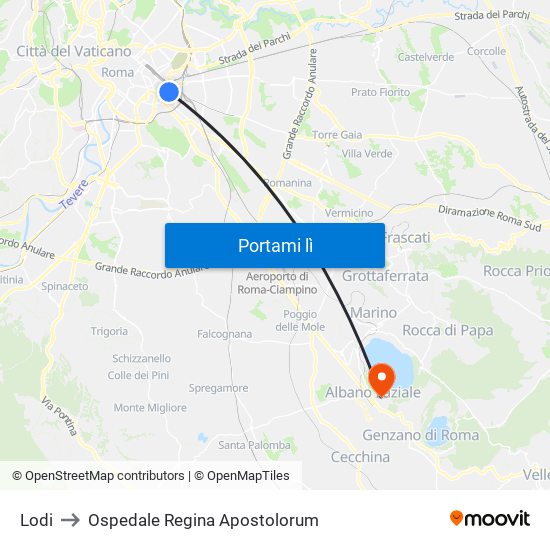 Lodi to Ospedale Regina Apostolorum map