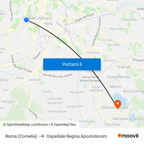 Roma (Cornelia) to Ospedale Regina Apostolorum map