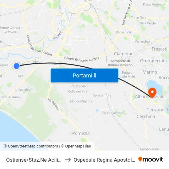 Ostiense/Staz.Ne Acilia (Rl) to Ospedale Regina Apostolorum map