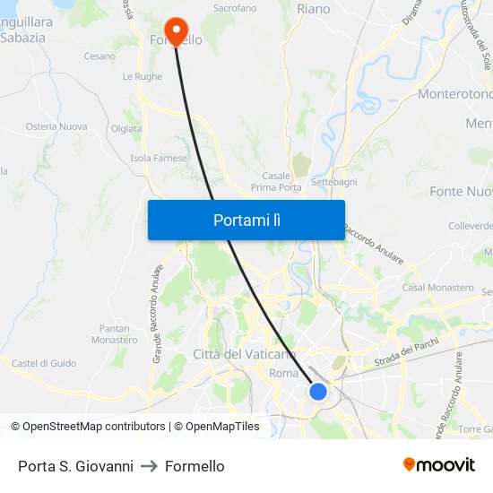 Porta S. Giovanni to Formello map