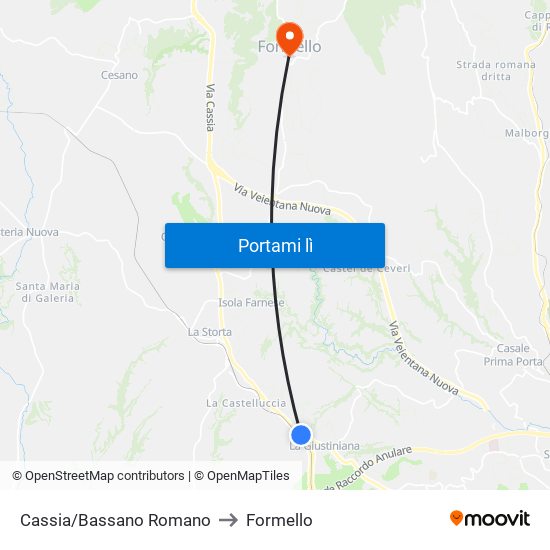 Cassia/Bassano Romano to Formello map