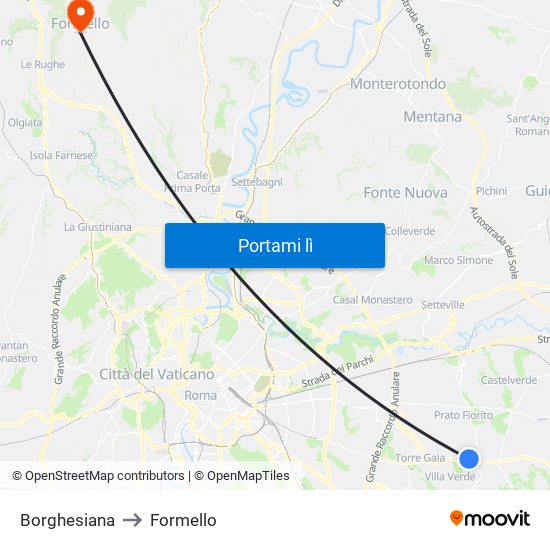 Borghesiana to Formello map