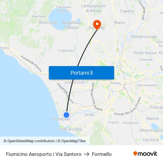 Fiumicino Aeroporto | Via Santoro to Formello map