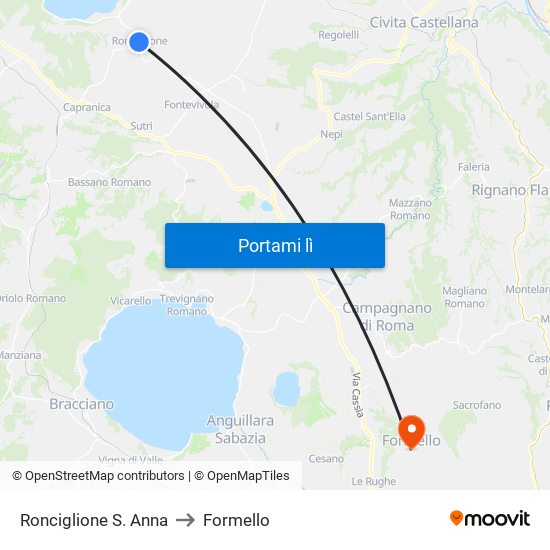 Ronciglione S. Anna to Formello map