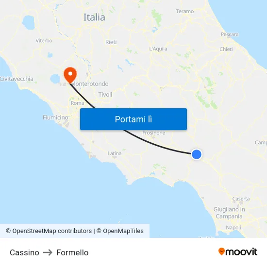 Cassino to Formello map