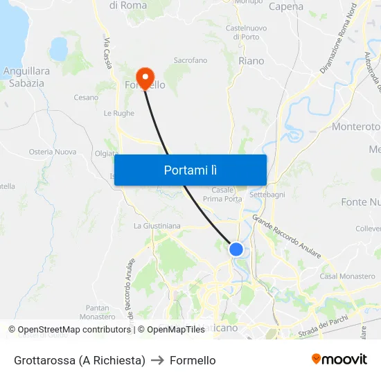Grottarossa (A Richiesta) to Formello map