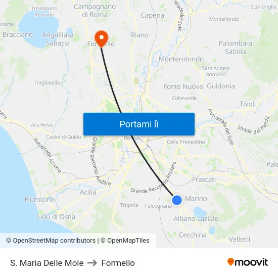 S. Maria Delle Mole to Formello map