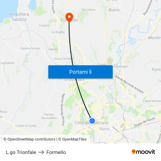 L.go Trionfale to Formello map