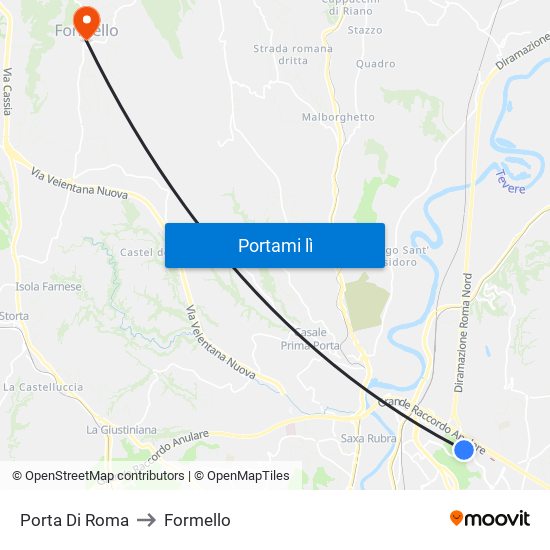 Porta Di Roma to Formello map