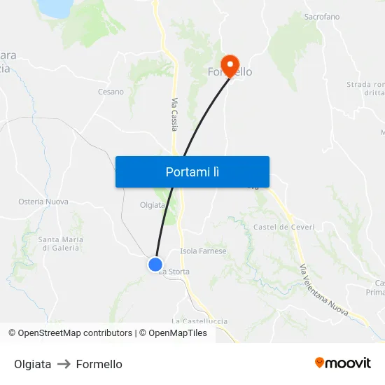 Olgiata to Formello map