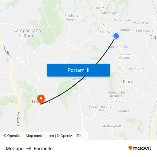 Morlupo to Formello map