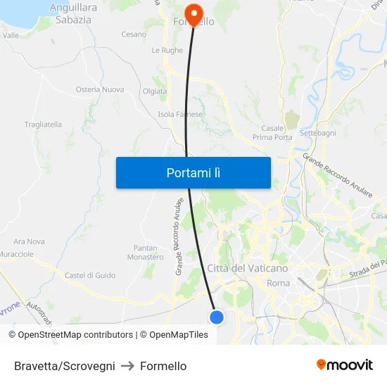 Bravetta/Scrovegni to Formello map