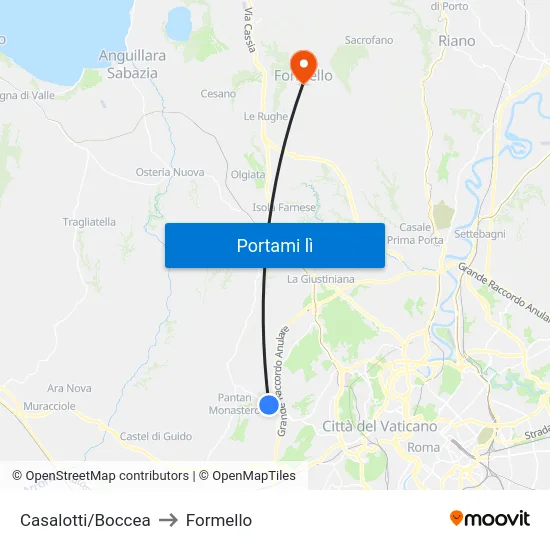 Casalotti/Boccea to Formello map
