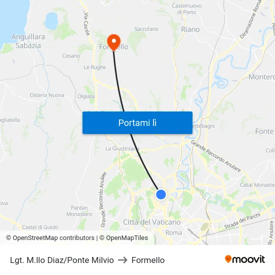 Lgt. M.llo Diaz/Ponte Milvio to Formello map