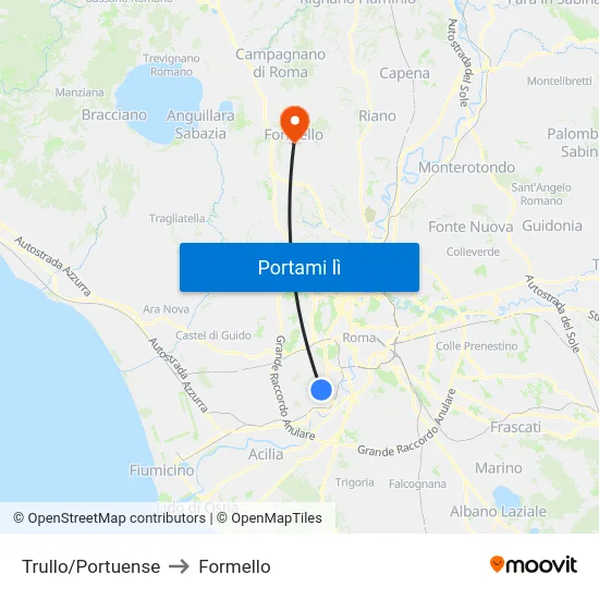 Trullo/Portuense to Formello map
