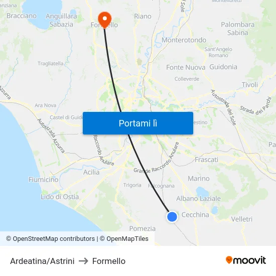 Ardeatina/Astrini to Formello map