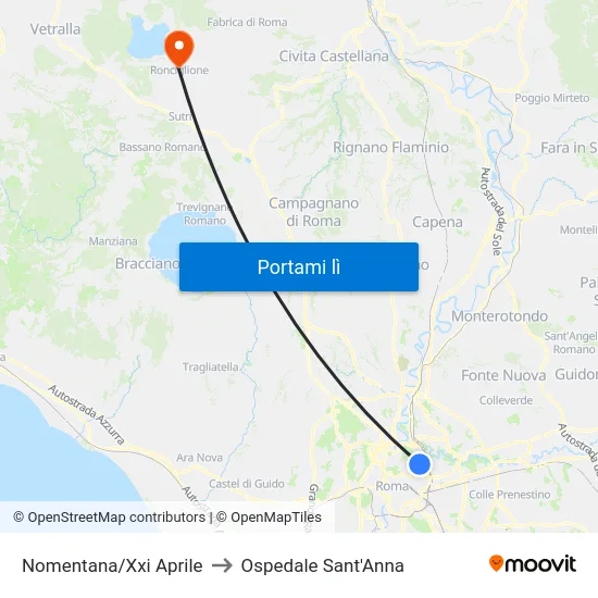 Nomentana/Xxi Aprile to Ospedale Sant'Anna map