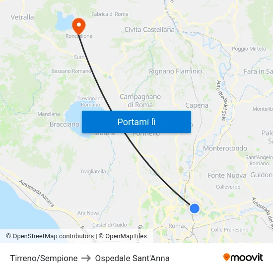 Tirreno/Sempione to Ospedale Sant'Anna map