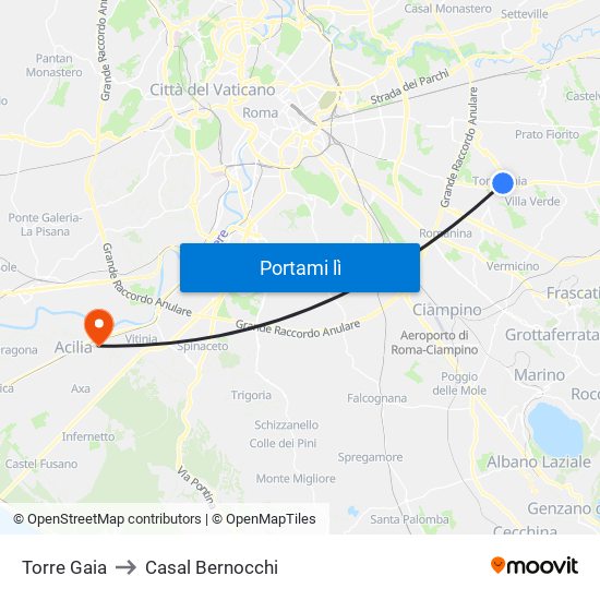 Torre Gaia to Casal Bernocchi map