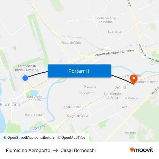 Fiumicino Aeroporto to Casal Bernocchi map