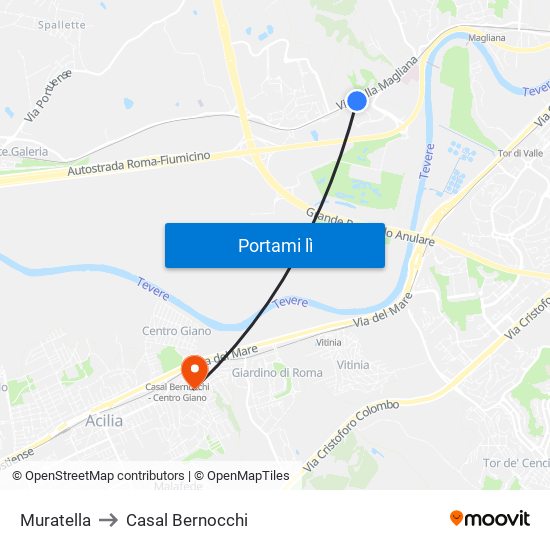 Muratella to Casal Bernocchi map