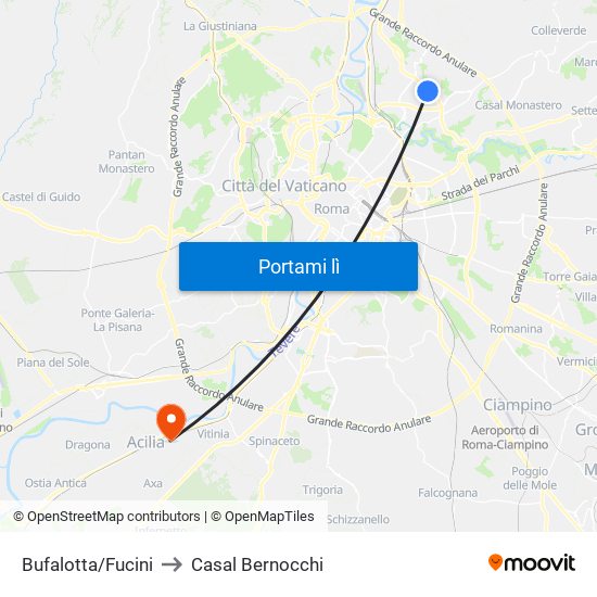 Bufalotta/Fucini to Casal Bernocchi map