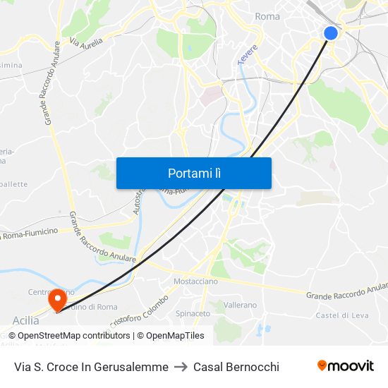 Via S. Croce In Gerusalemme to Casal Bernocchi map