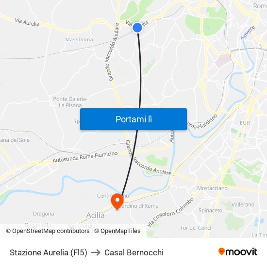 Stazione Aurelia (Fl5) to Casal Bernocchi map