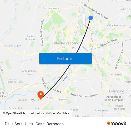 Della Seta U. to Casal Bernocchi map