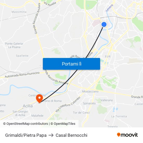 Grimaldi/Pietra Papa to Casal Bernocchi map
