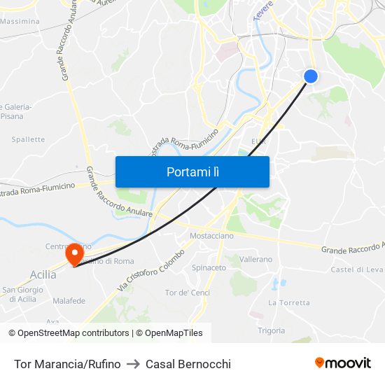 Tor Marancia/Rufino to Casal Bernocchi map