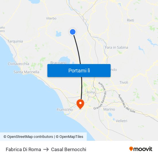 Fabrica Di Roma to Casal Bernocchi map