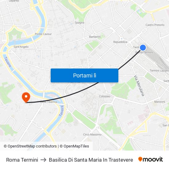 Roma Termini to Basilica Di Santa Maria In Trastevere map