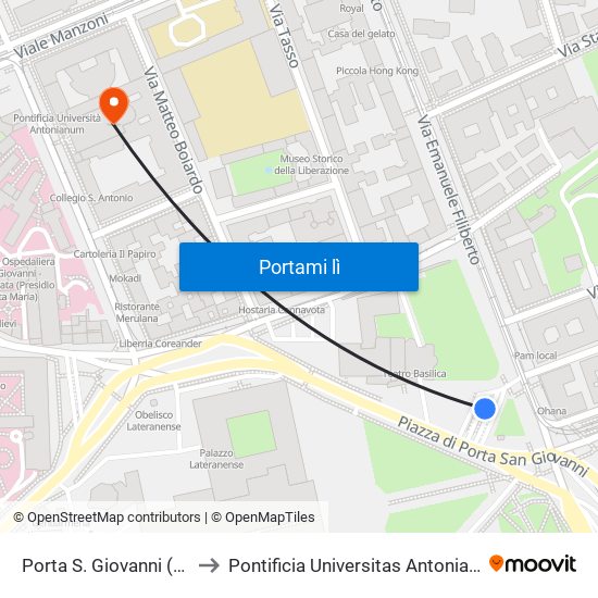 Porta S. Giovanni (Ma) to Pontificia Universitas Antonianum map