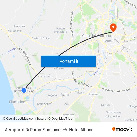 Aeroporto Di Roma-Fiumicino to Hotel Albani map