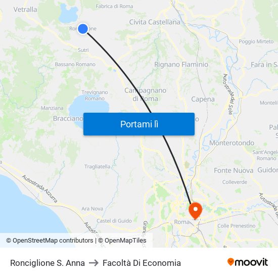 Ronciglione S. Anna to Facoltà Di Economia map