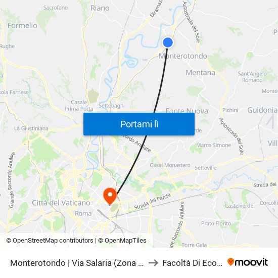 Monterotondo | Via Salaria (Zona Industriale) to Facoltà Di Economia map