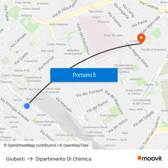 Gioberti to Dipartimento Di Chimica map