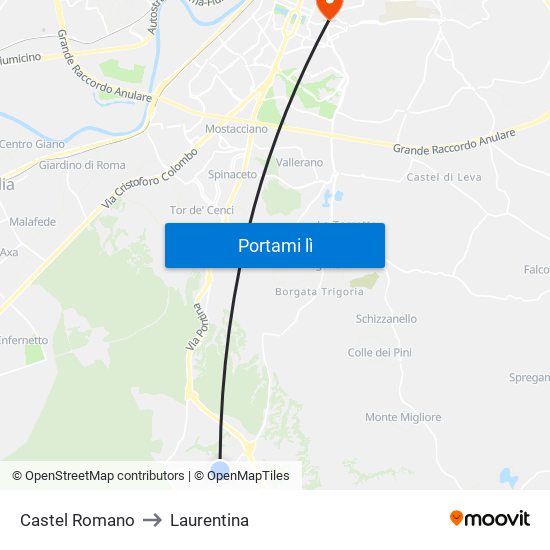 Castel Romano to Laurentina map