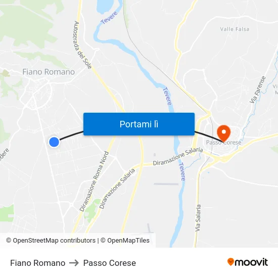 Fiano Romano to Passo Corese map