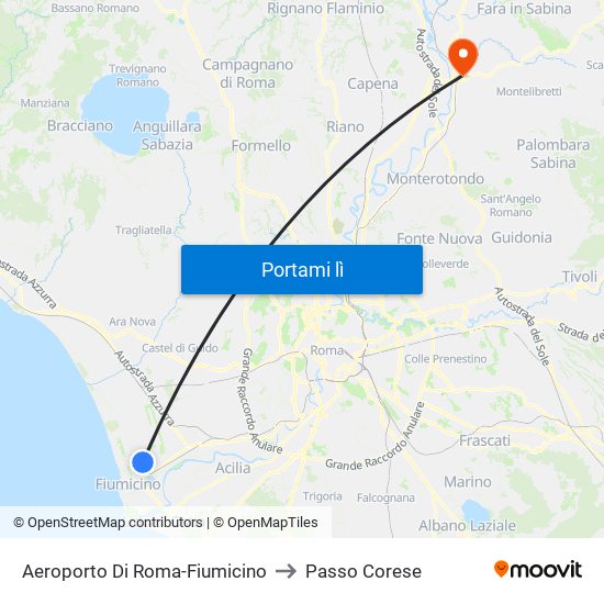 Aeroporto Di Roma-Fiumicino to Passo Corese map