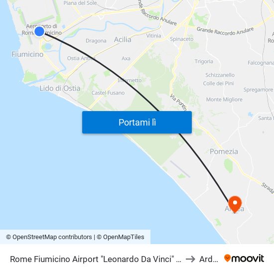 Rome Fiumicino Airport "Leonardo Da Vinci" (Fco) to Ardea map