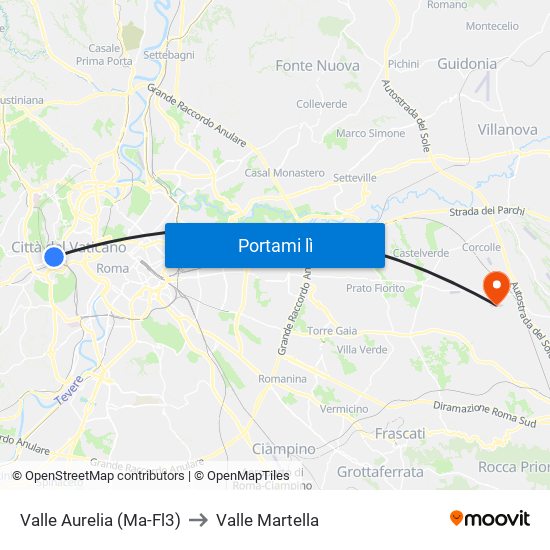 Valle Aurelia (Ma - Fl3) to Valle Martella map