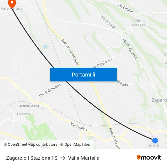 Zagarolo | Stazione FS to Valle Martella map