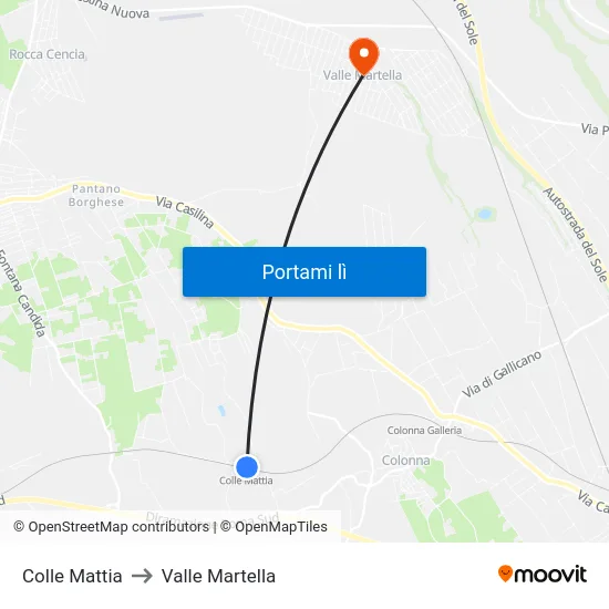 Colle Mattia to Valle Martella map