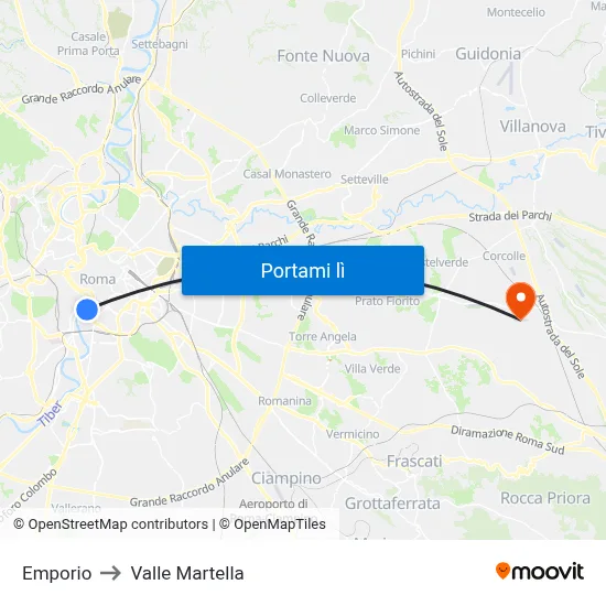 Emporio to Valle Martella map