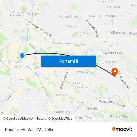 Rossini to Valle Martella map